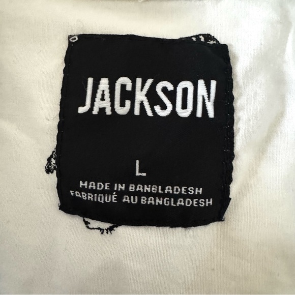 NWT JACKSON White And Black Cheetah Leopard Graphic Men's Poplin Button Up Sz L - Picture 11 of 15